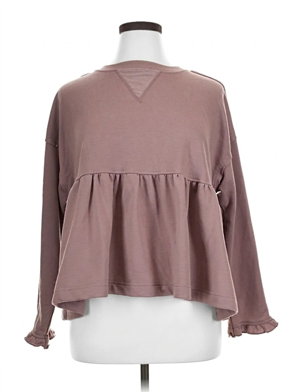 NWOT Women’s Mauve Peplum Long-Sleeve Top  (0073)
